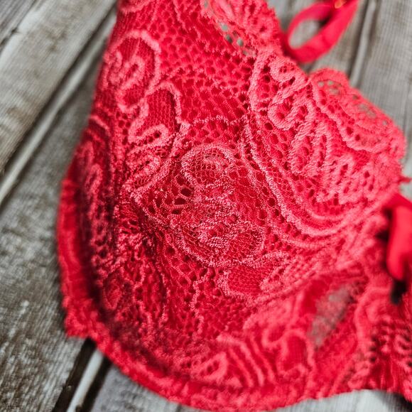 Victoria’s Secret red Very sexy line lacey push up bra no padding womens 36D - Picture 2 of 7